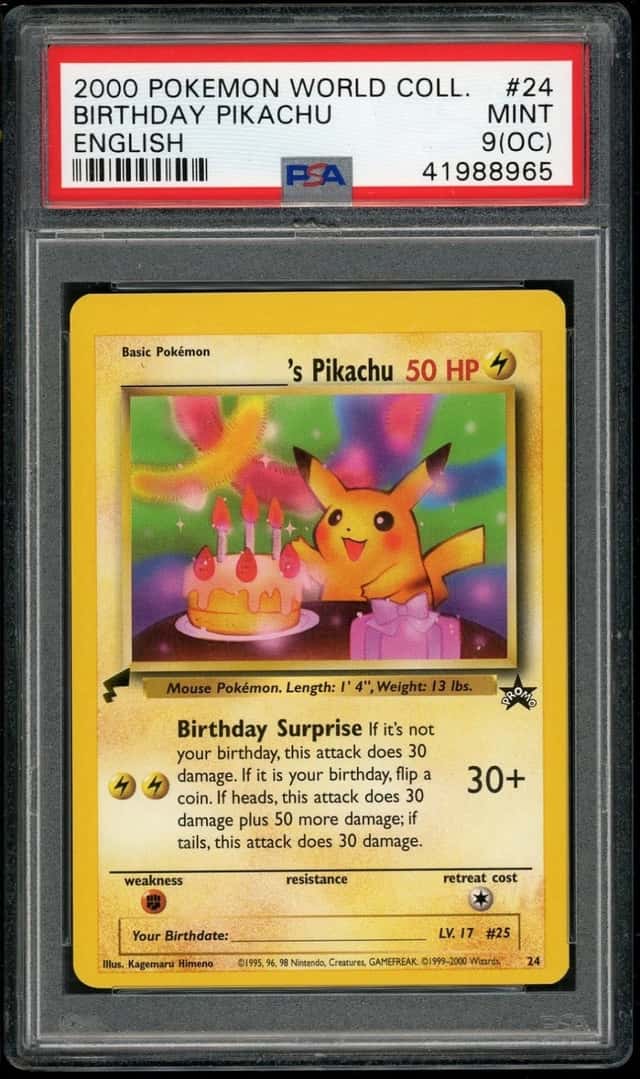 2000 POKEMON BIRTHDAY PIKACHU PIKACHU WORLD COLLECTION #24 PSA 9 (OC)