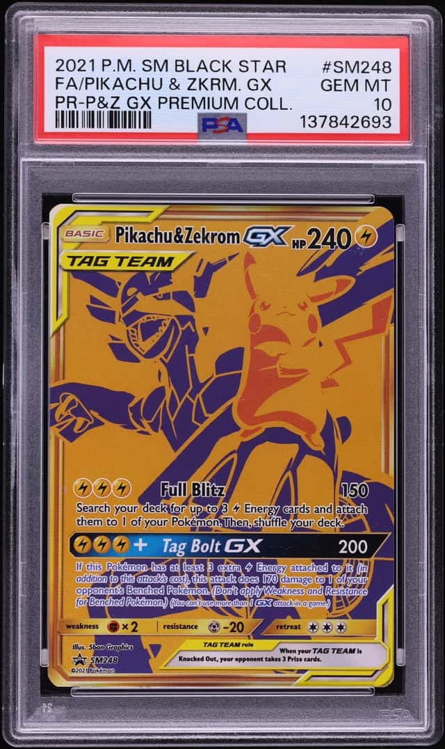 2021 Pokemon Sun & Moon Promo Premium Full Art Pikachu & Zekrom GX #SM248 PSA 10 GEM MINT