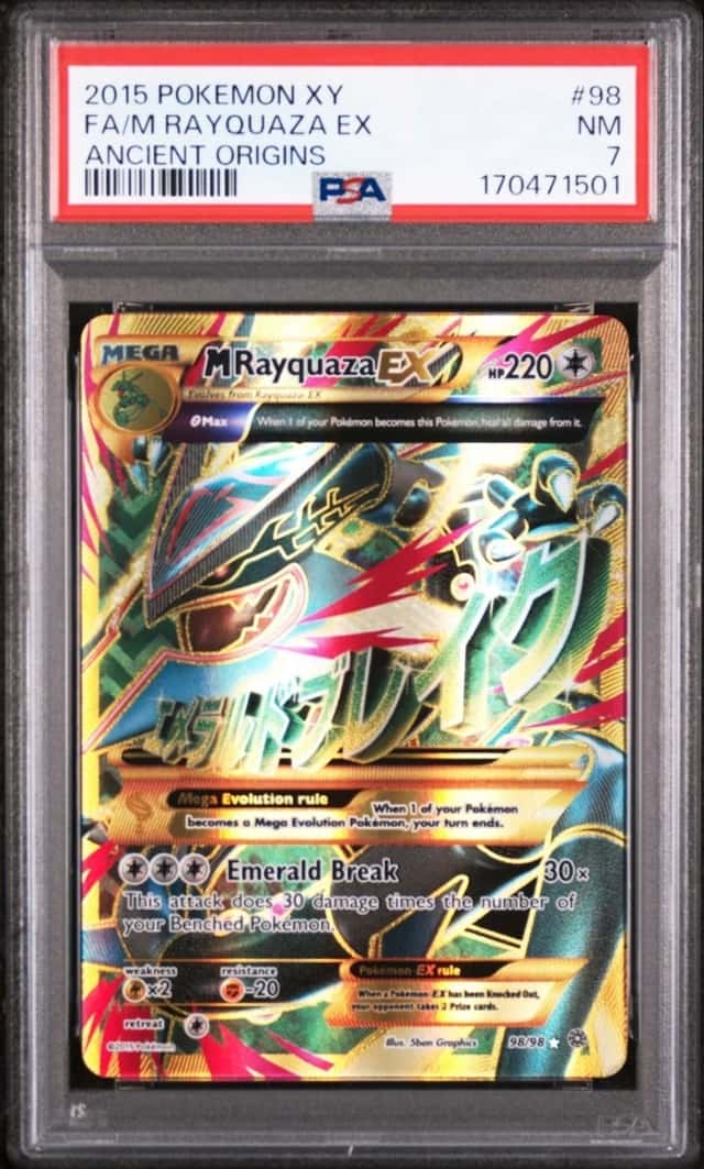 2015 POKEMON XY ANCIENT ORIGINS 98 FULL ART/M RAYQUAZA EX PSA-7 NM