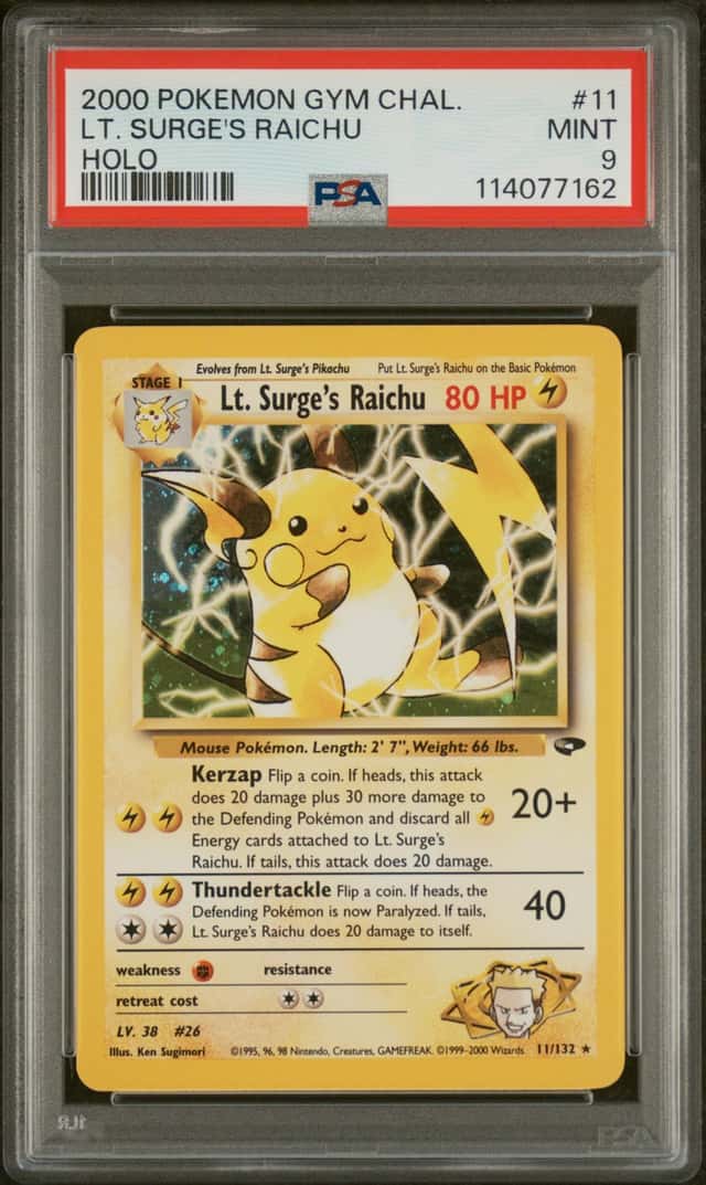 2000 Pokemon Gym Challenge #11 Lt Surge's Raichu PSA 9 MINT