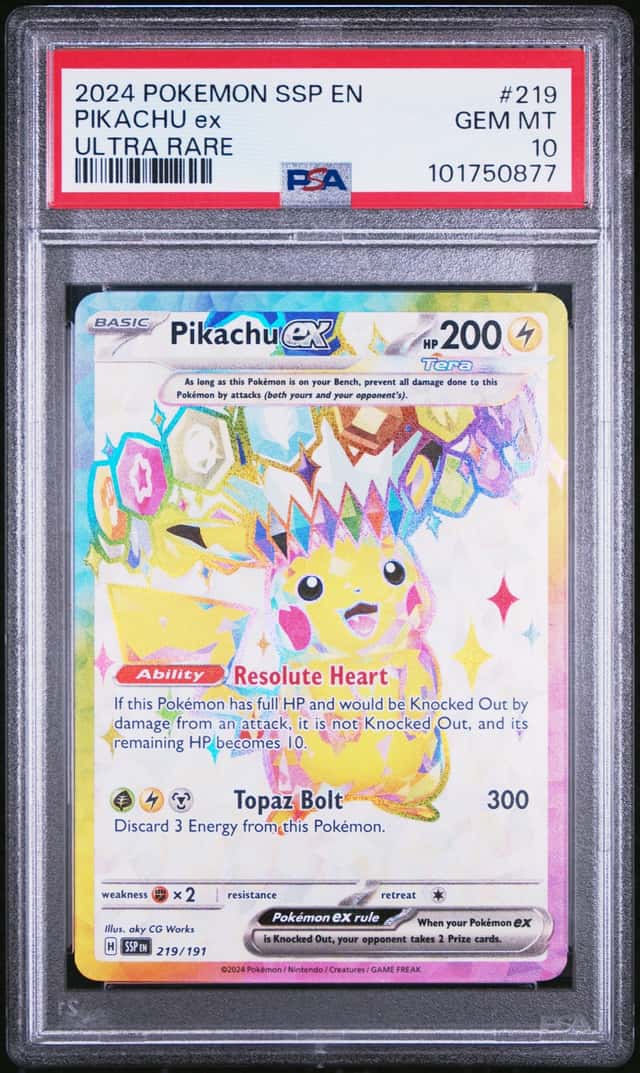 Pokemon 2024 Pikachu ex 219/191 Tera Ultra Rare Surging Sparks GEM MINT PSA 10