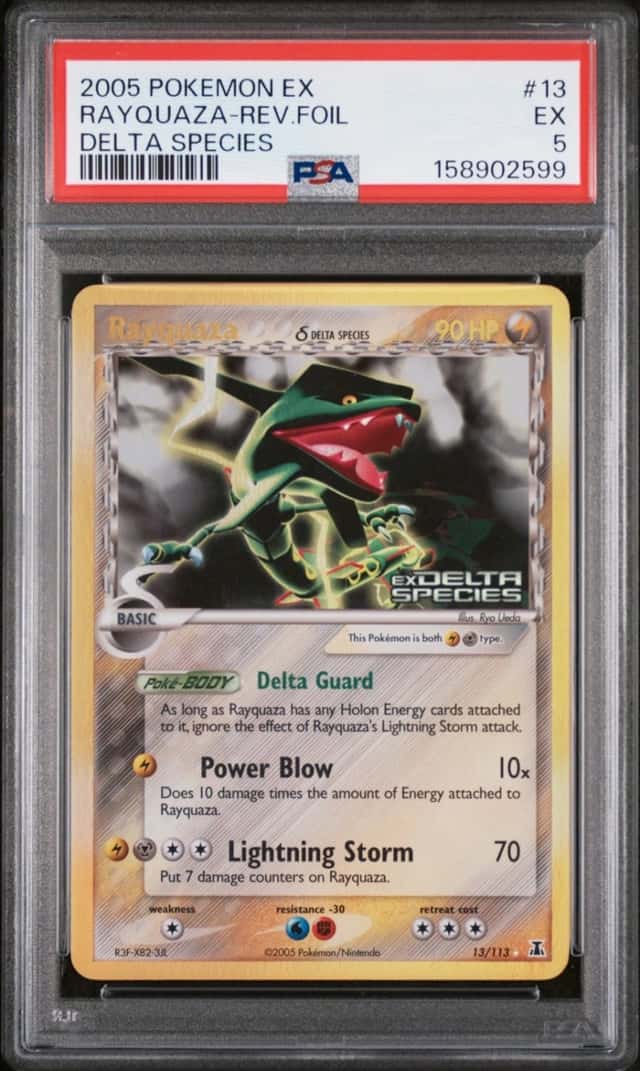 2005 POKEMON EX DELTA SPECIES #13 RAYQUAZA-REVERSE FOIL PSA 5