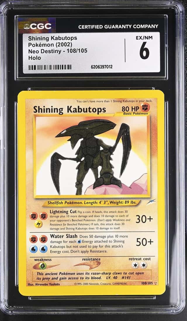2002 Pokemon Neo Destiny Holo Shining Kabutops #108 CGC 6 EXMT