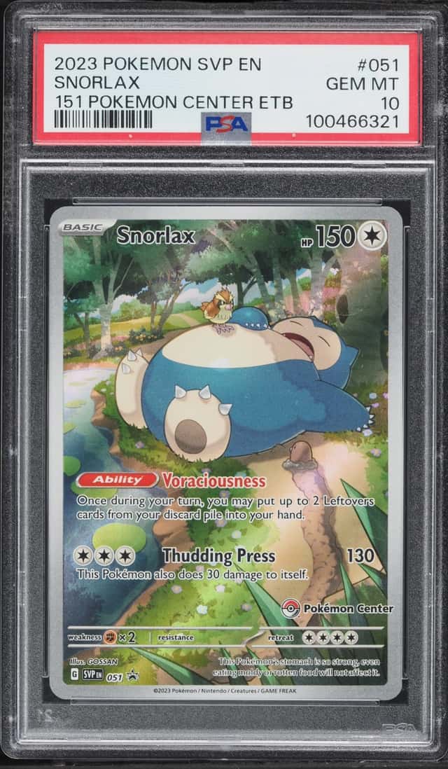 2023 Pokemon Scarlet & Violet Promo 151 Center ETB Full Art Snorlax #51 PSA 10 GEM MINT