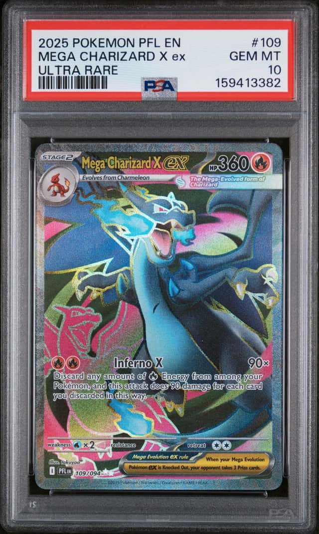2025 POKEMON PFL EN-PHANTASMAL FLAMES ULTRA RARE #109 MEGA CHARIZARD X EX PSA 10