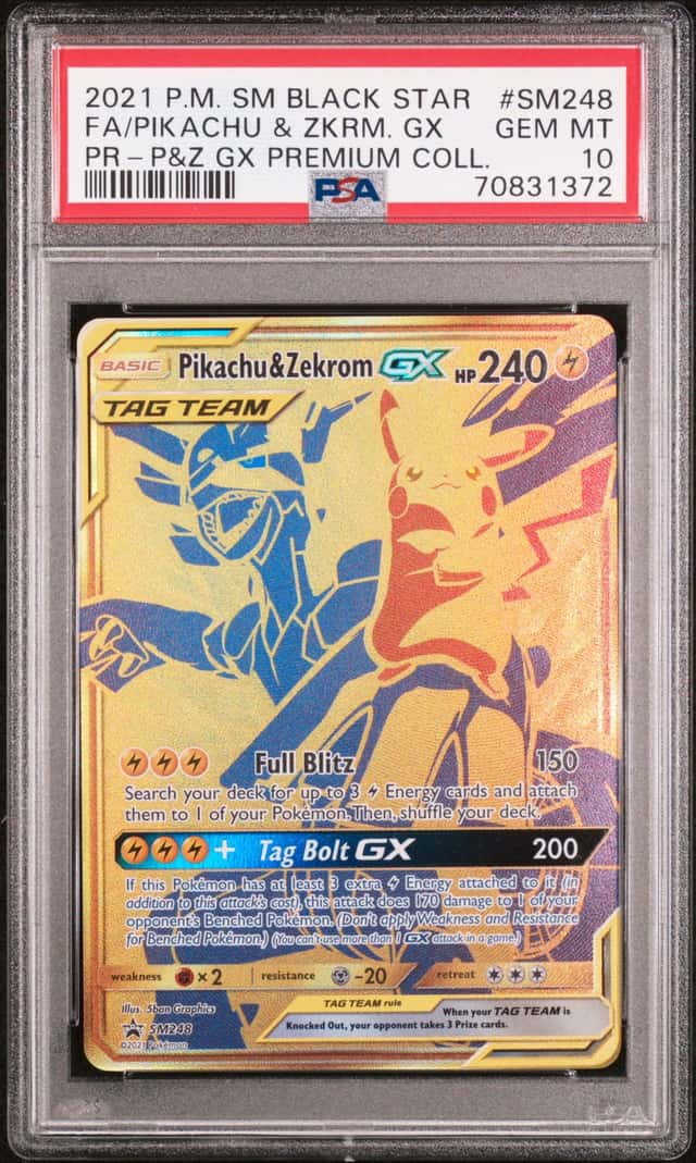 2021 Pokemon SM Black Star Full Art Pikachu & Zekrom PSA 10