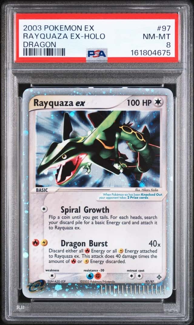 2003 POKEMON EX DRAGON #97 RAYQUAZA EX-HOLO PSA 8