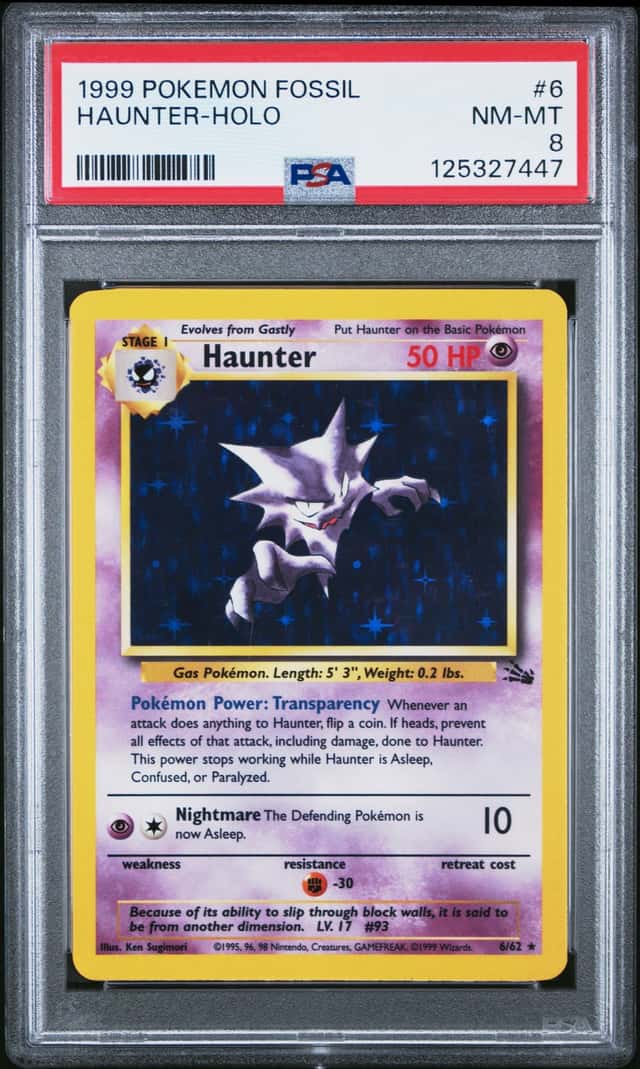 Pokémon TCG Haunter Fossil Unlimited Holo Rare 6/62 PSA 8 English 1999