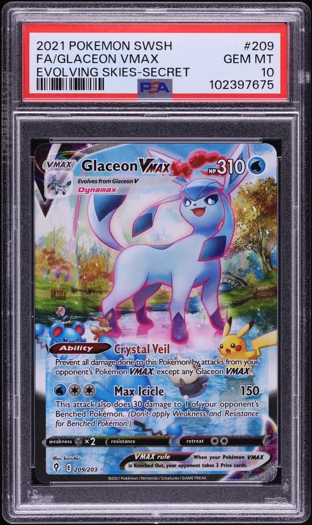 2021 Pokemon Sword & Shield Evolving Skies Alt Art Glaceon VMAX #209 PSA 10 GEM MINT