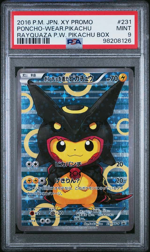 2016 Pokemon Japanese XY Promo Full Art Rayquaza Poncho Wearing Pikachu #231 PSA 9 MINT