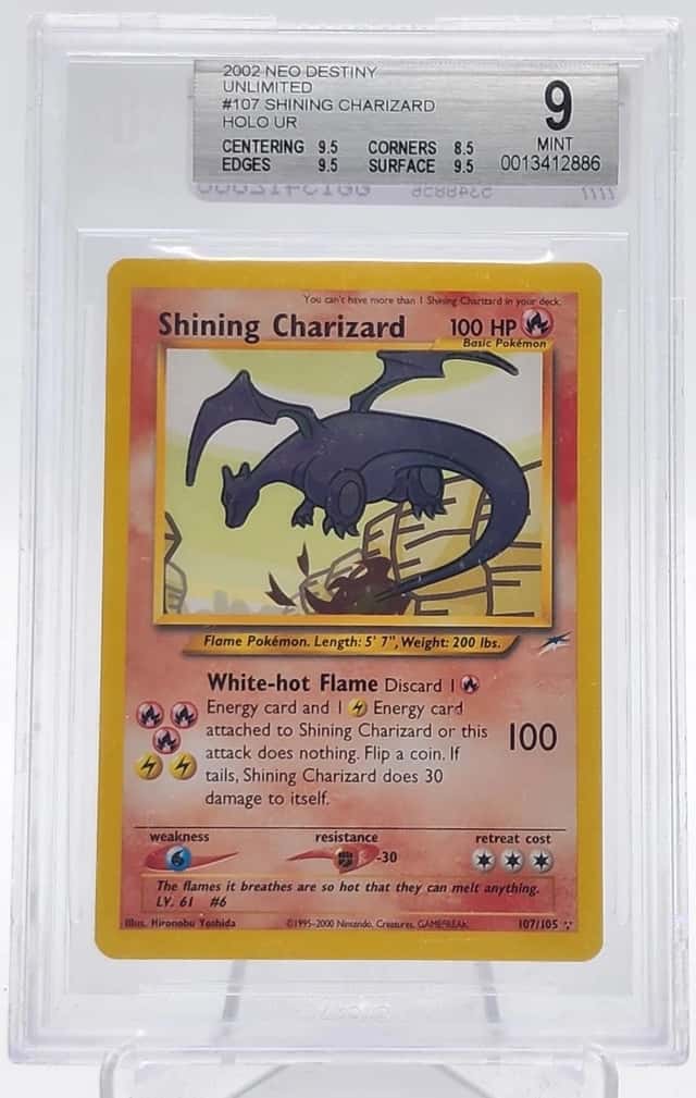 SHINING CHARIZARD 2002 POKEMON NEO DESTINY RARE HOLO 107/105 BGS 9 Q0895
