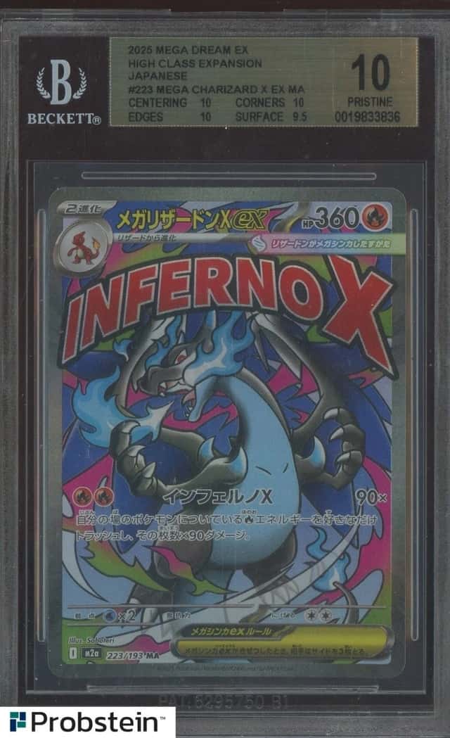 2025 Pokemon m2a Japanese Mega Attack Rare #223 Mega Charizard X ex BGS 10