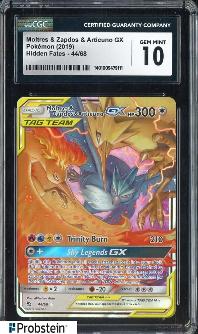 2019 Pokemon Hidden Fates #44 Moltres & Zapdos & Articuno GX CGC 10 GEM MINT