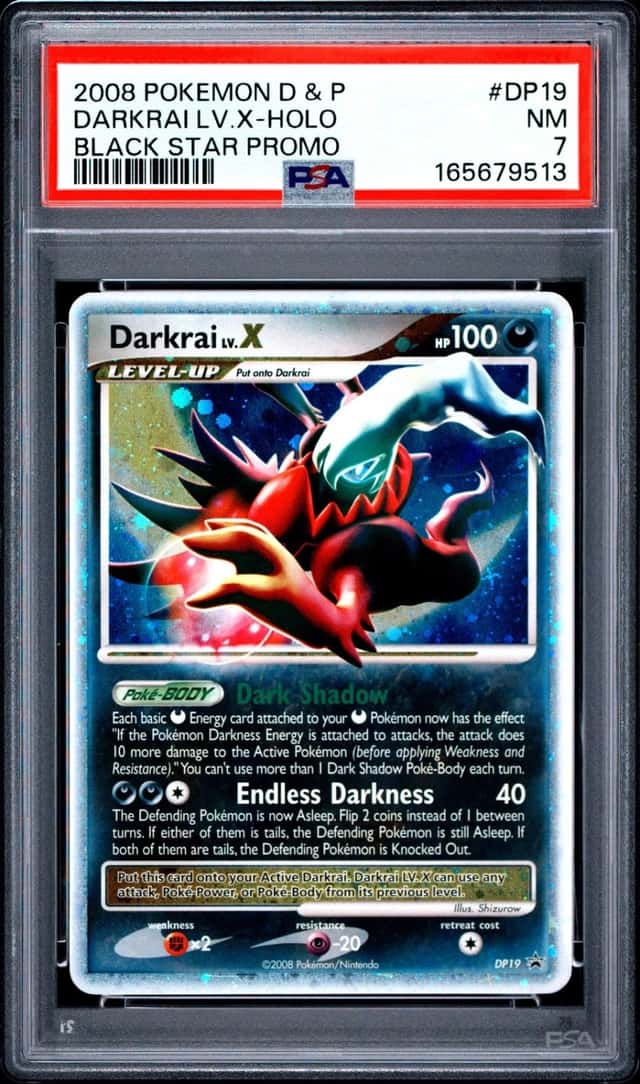 2008 POKEMON DIAMOND & PEARL BLACK STAR PROMO #DP19 DARKRAI LV.X-HOLO PSA 7
