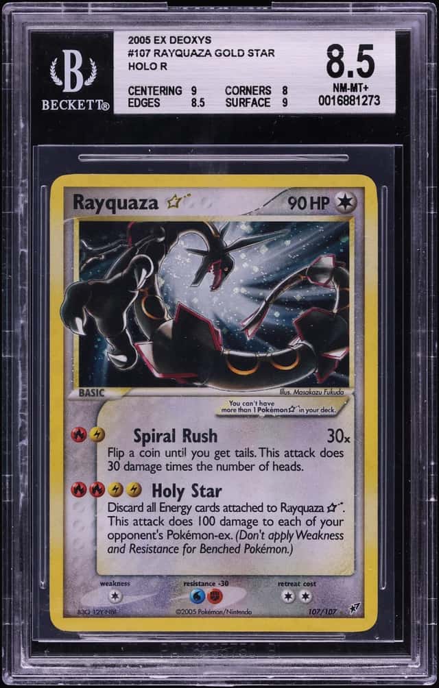 2005 Pokemon EX Deoxys Holo Rayquaza Gold Star #107 BGS 8.5 NM-MT+