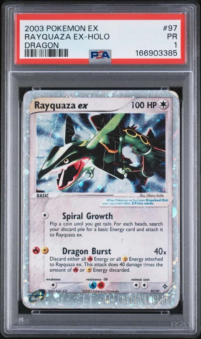 2003 POKEMON EX DRAGON #97 RAYQUAZA EX-HOLO DRAGON PSA 1
