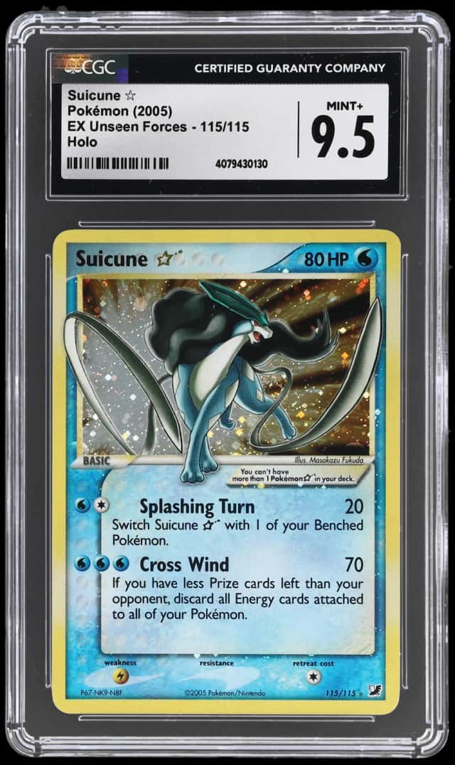 2005 Pokemon Ex Unseen Forces Gold Star Holo Suicune #115