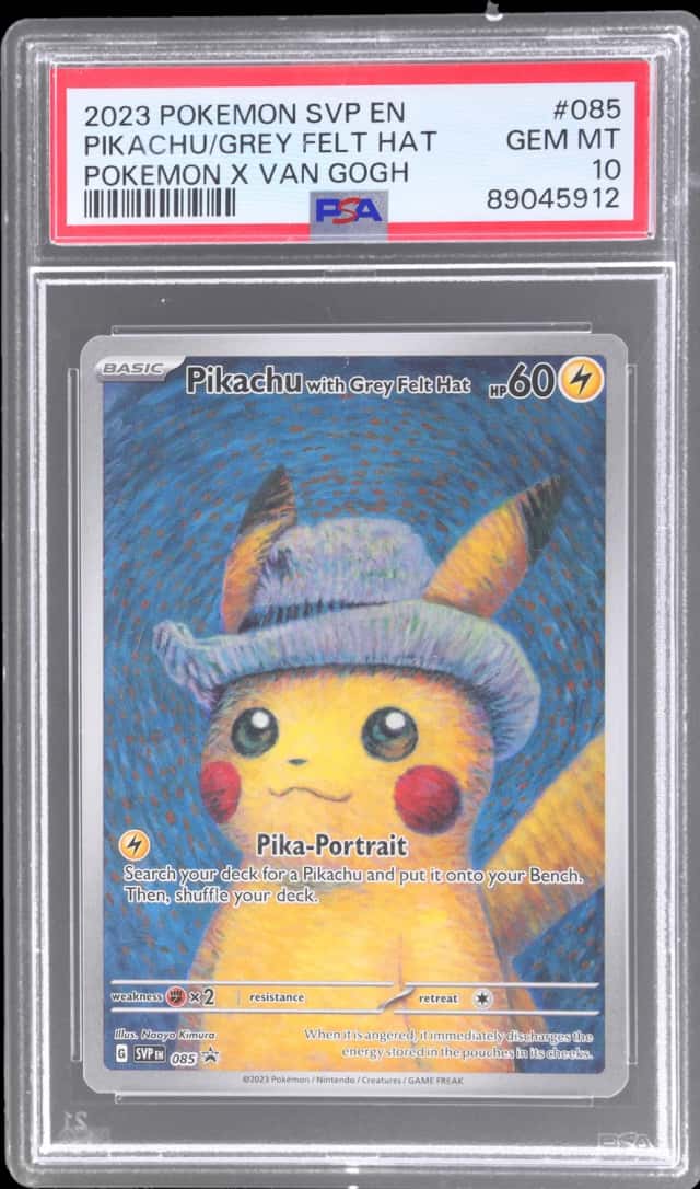 2023 Pokemon Scarlet and Violet Black Star Promo Pokemon X Van Gogh Pikachu With Grey Felt Hat #085