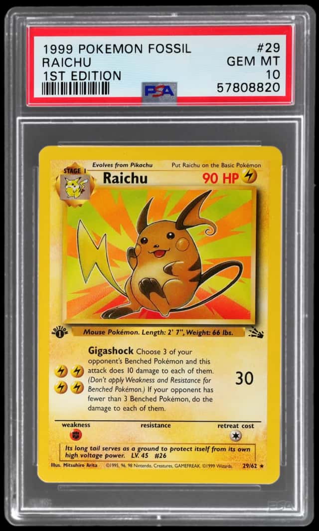 1999 Pokemon Fossil 1st Edition Raichu #29