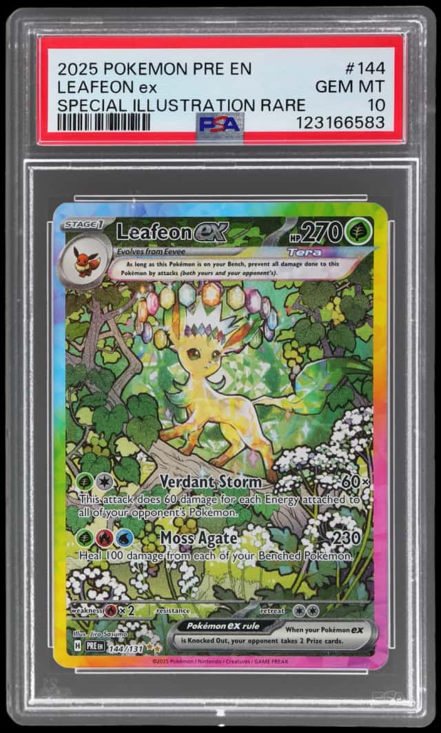2025 Pokemon Scarlet and Violet Prismatic Evolutions Special Illustration Rare Leafeon Ex #144