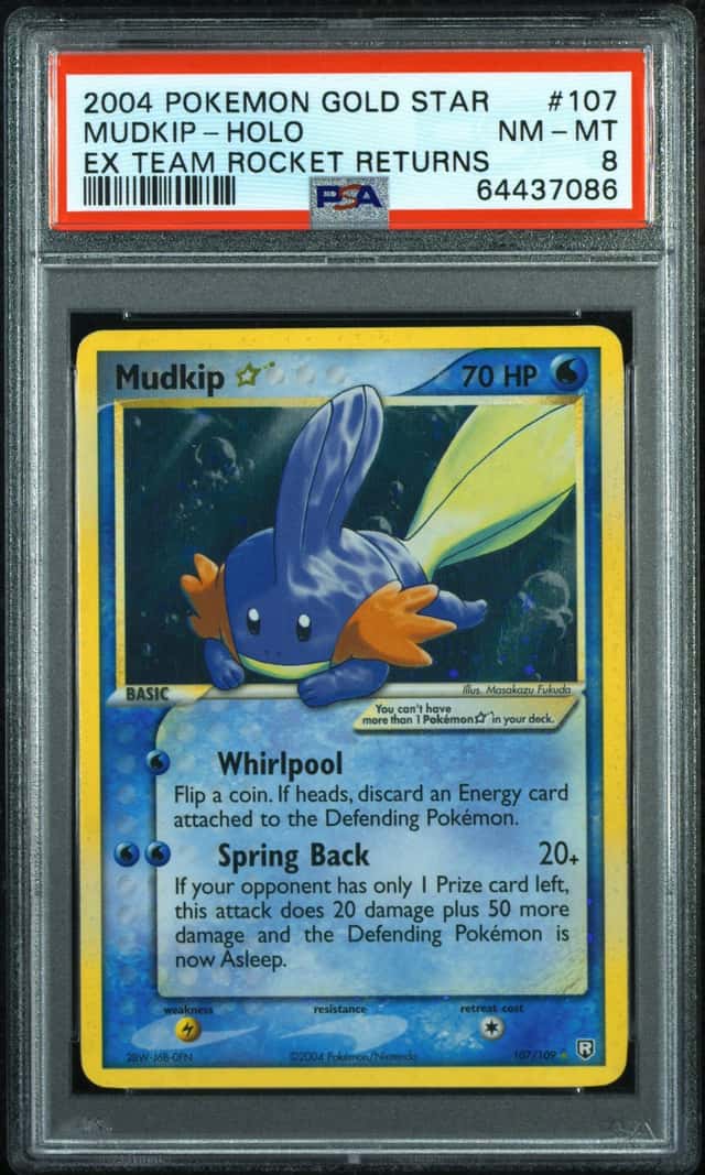 2004 Pokemon Ex Team Rocket Returns Holo Mudkip Gold Star #107