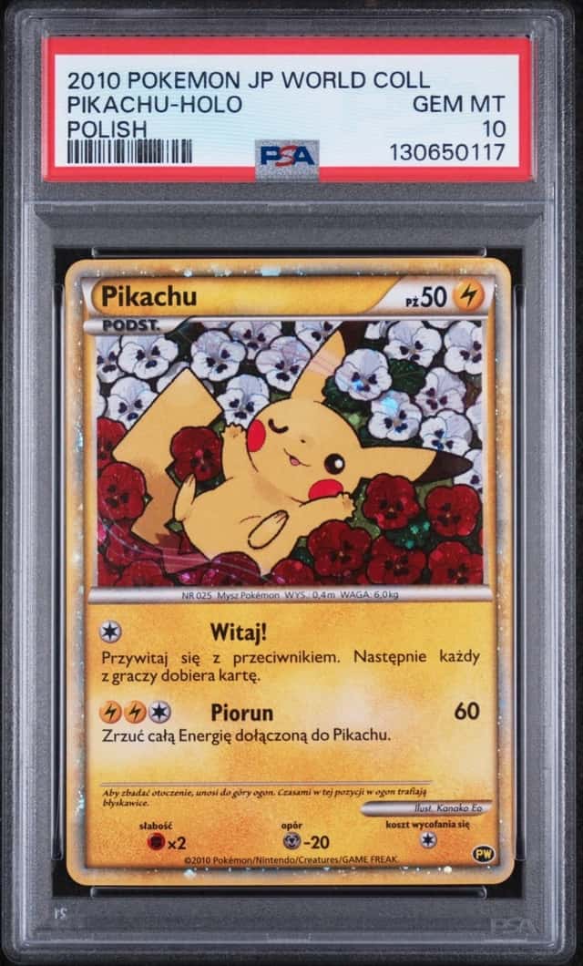 2010 POKEMON JAPANESE WORLD COLLECTION POLISH PIKACHU-HOLO PSA 10