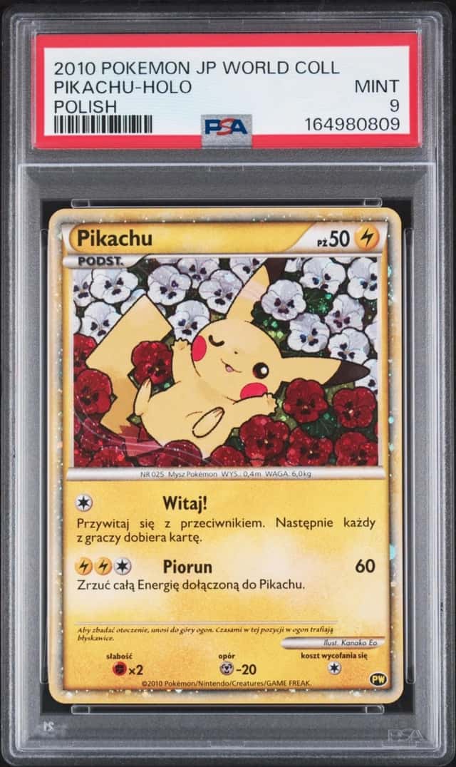 2010 POKEMON JAPANESE WORLD COLLECTION POLISH PIKACHU-HOLO PSA 9