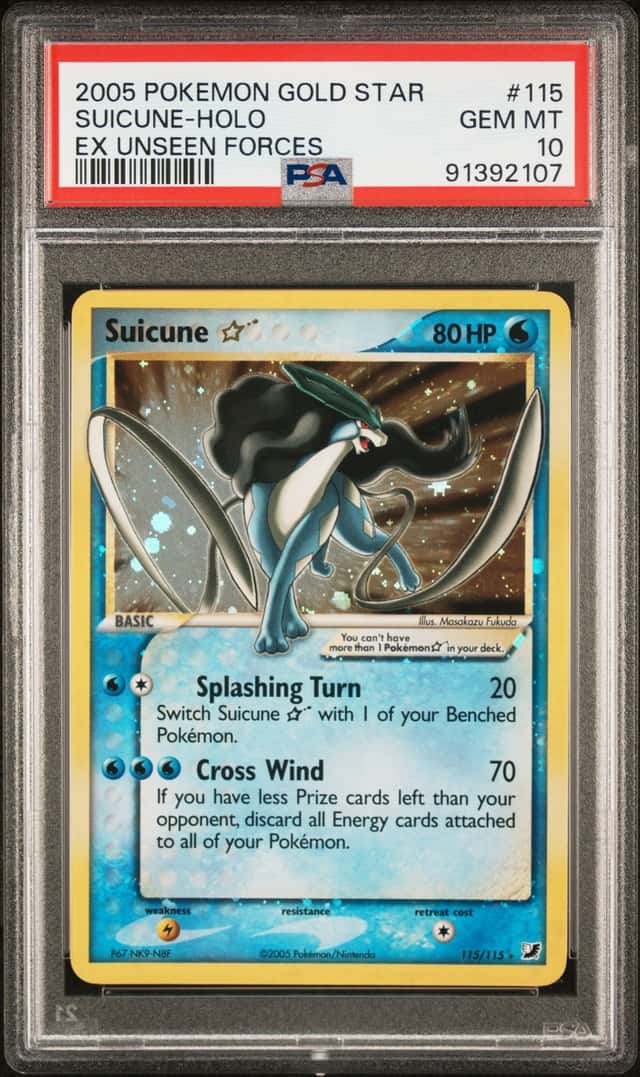 2005 Pokemon Ex Unseen Forces Gold Star Holo Suicune #115