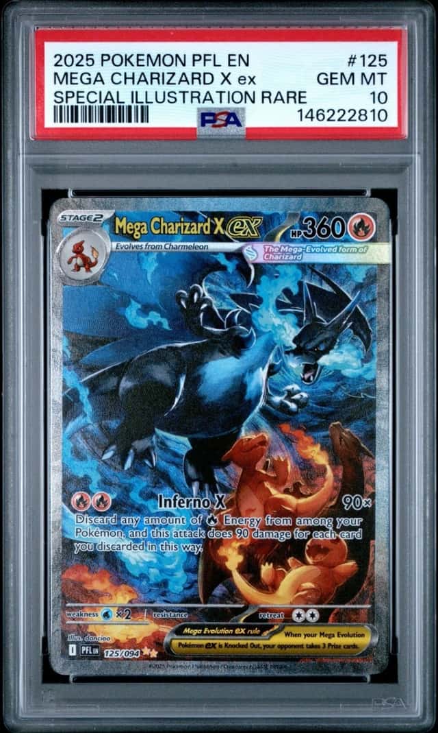 2025 POKEMON PFL MEGA CHARIZARD X EX SPECIAL ILLUSTRATION RARE #125/094 PSA 10
