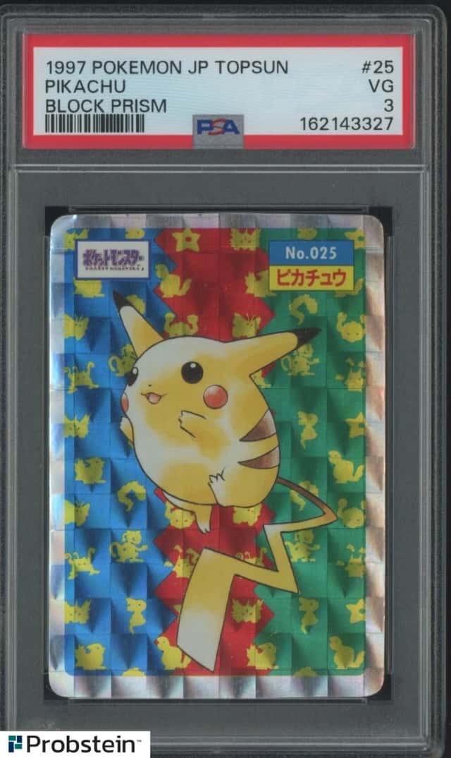 1997 Pokemon Japanese Topsun Block Prism Pikachu #25 PSA 3