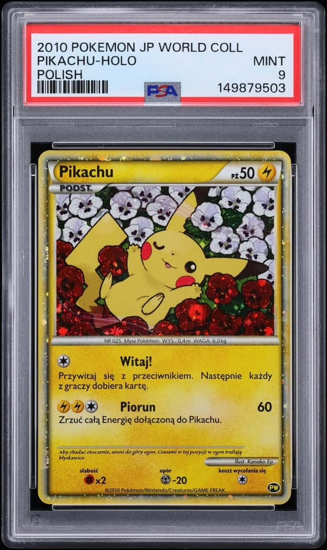 2010 Pokemon Polish HeartGold & SoulSilver Japanese World Collection Holo Pikachu PSA 9 MINT