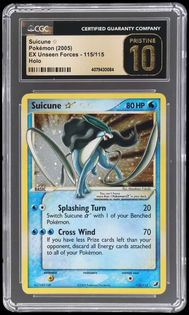 2005 Pokemon Ex Unseen Forces Gold Star Holo Suicune #115