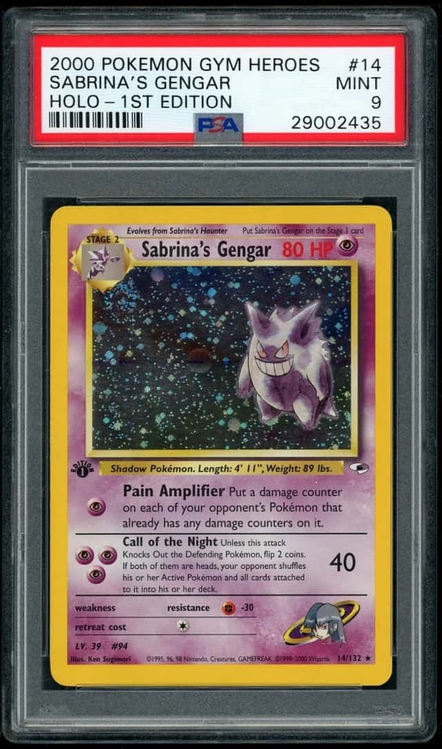 POKEMON SABRINA'S GENGAR 2000 GYM HEROES #14 HOLO-1ST EDITION PSA 9