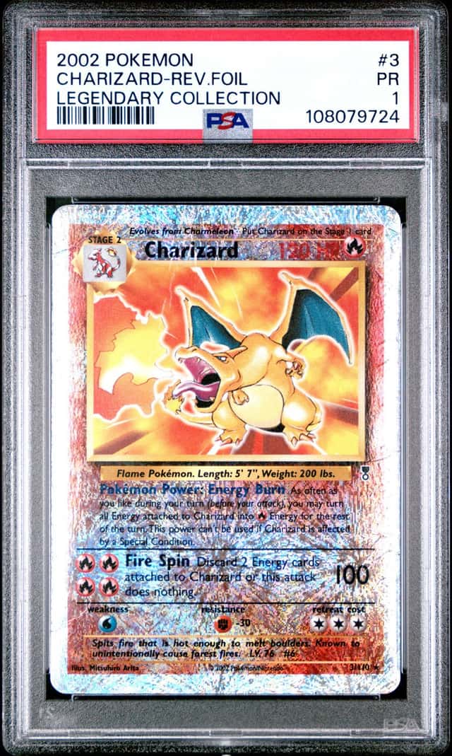 2002 POKEMON CHARIZARD-REV.FOIL LEGENDARY COLLECTION #3 PSA 1