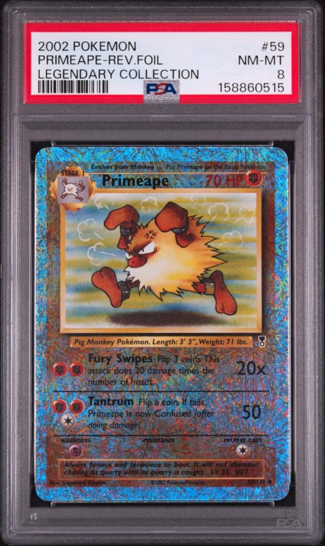 Nintendo Pokemon TCG Legendary Collection Primeape 59/110 Reverse Holo PSA 8