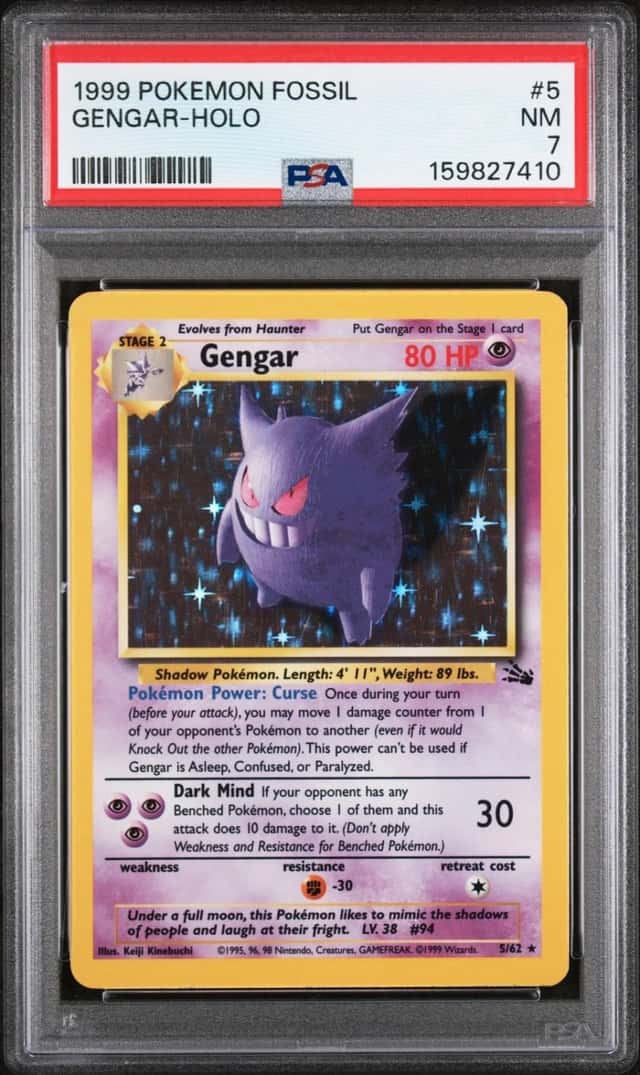 1999 POKEMON FOSSIL #5 GENGAR-HOLO PSA 7
