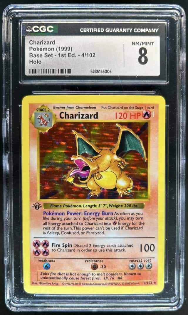 1999 Pokemon 1st Edition Charizard Holo #4/102 CGC 8