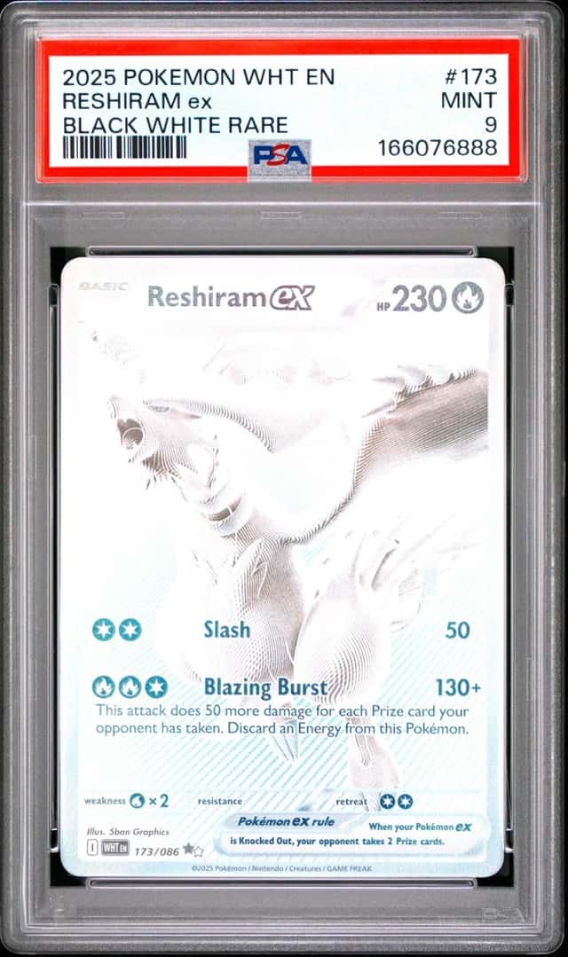 2025 POKEMON WHT EN-WHITE FLARE BLACK WHITE RARE #173 RESHIRAM EX PSA 9