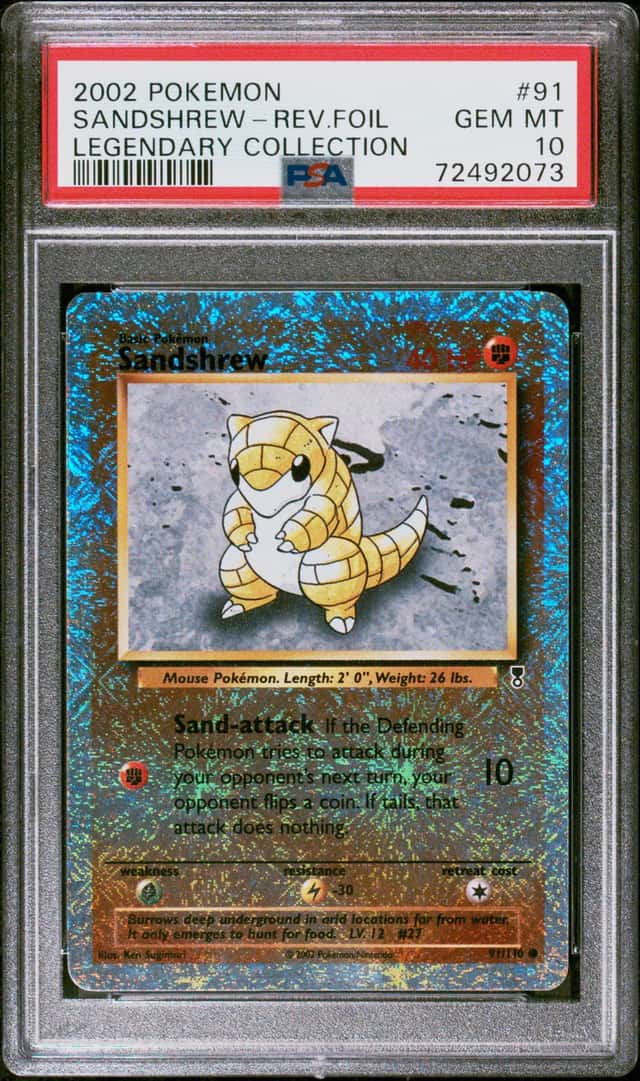 2002 POKEMON SANDSHREW-REV.FOIL LEGENDARY COLLECTION #91 PSA 10