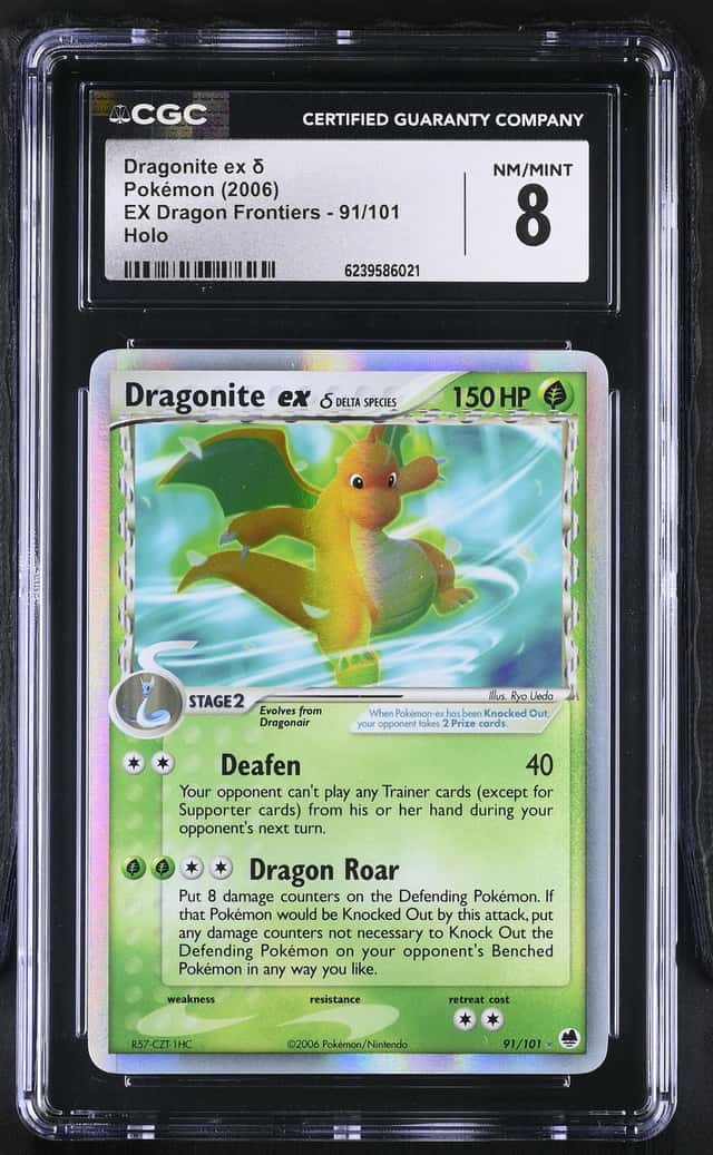 2006 Pokemon EX Dragon Frontiers Dragonite Holo #91/101 CGC 8
