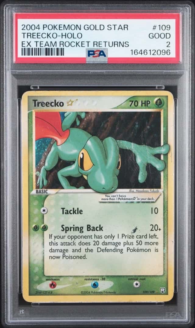 2004 POKEMON GOLD STAR TREECKO-HOLO EX TEAM ROCKET RETURNS #109 PSA 2