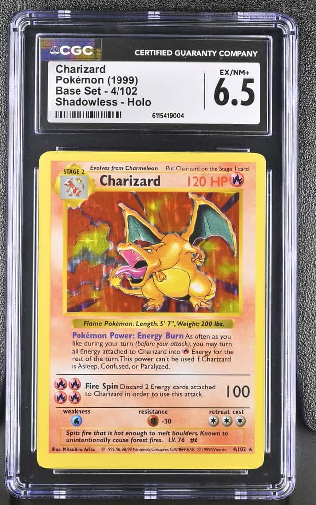 1999 Pokémon Charizard Shadowless Holo Base Set #4/102 CGC 6.5