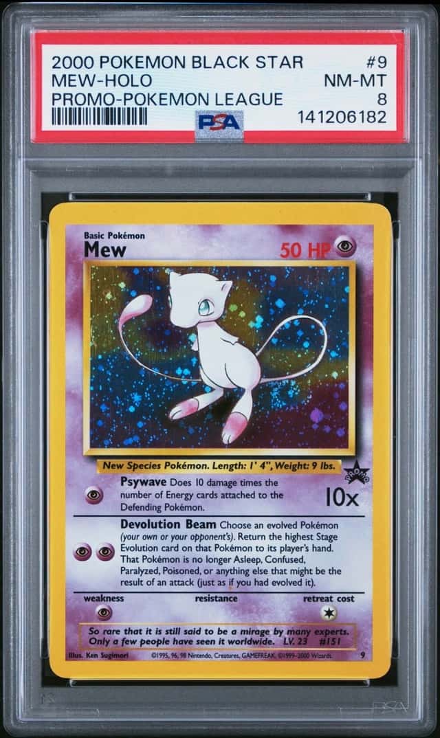 2000 POKEMON PROMO BLACK STAR POKEMON LEAGUE #9 MEW-HOLO PSA 8