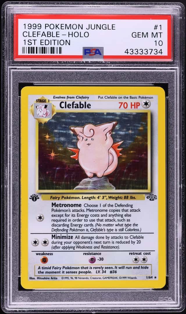 1999 Pokemon Jungle 1st Edition Holo Clefable #1 PSA 10 GEM MINT