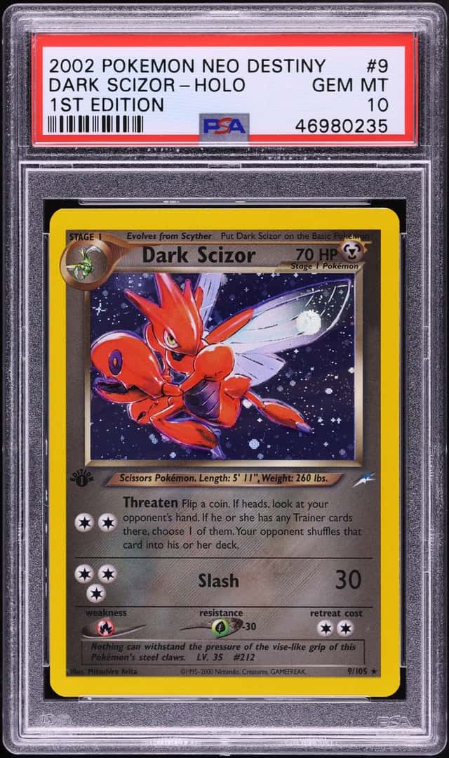 2002 Pokemon Neo Destiny 1st Edition Holo Dark Scizor #9 PSA 10 GEM MINT