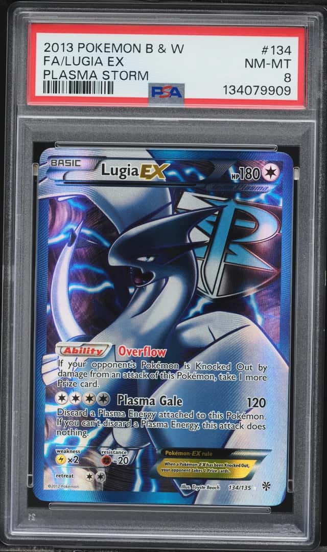 2012 Pokemon Black & White Plasma Storm Full Art Lugia EX #134 PSA 8 NM-MT
