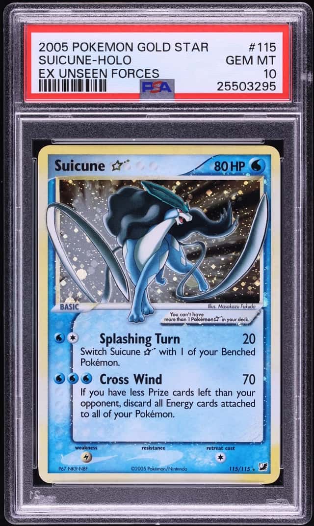 2005 Pokemon EX Unseen Forces Holo Suicune Gold Star #115 PSA 10 GEM MINT