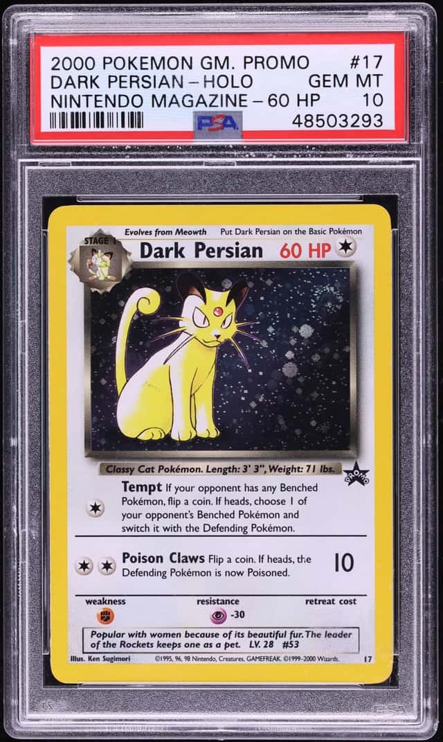 2000 Pokemon Black Star Promo Nintendo Magazine 60 HP Holo Dark Persian #17 PSA 10 GEM MINT