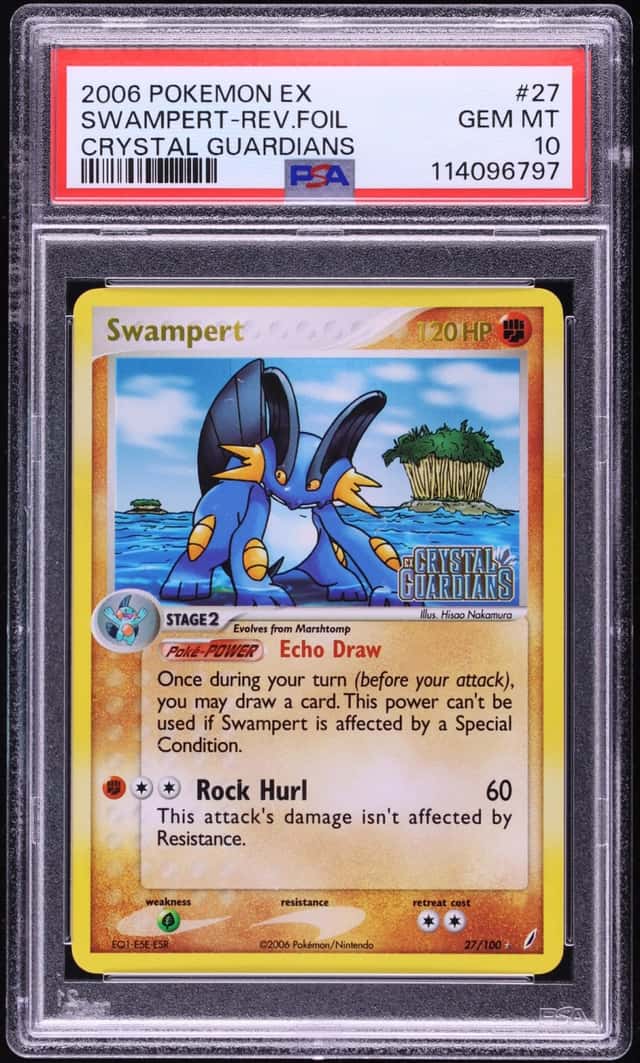 2006 Pokemon EX Crystal Guardians Reverse Holo Swampert #27 PSA 10 GEM MINT