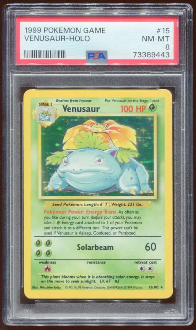 1999 POKEMON GAME BASE SET UNLIMITED VENUSAUR #15/102 RARE HOLO FOIL PSA 8